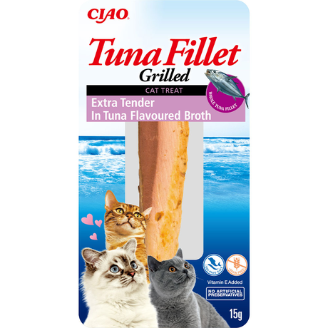 INABA Grilled ласощі для котів, ніжне філе тунця на грилі в бульйоні з тунця