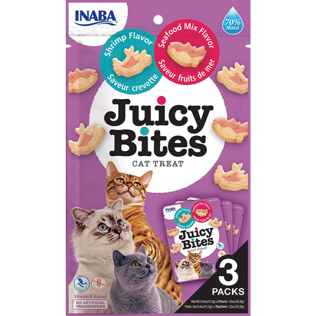 INABA Juicy Bites ласощі для котів, соковиті снеки зі смаком креветок і морепродуктів 3*11,3 г