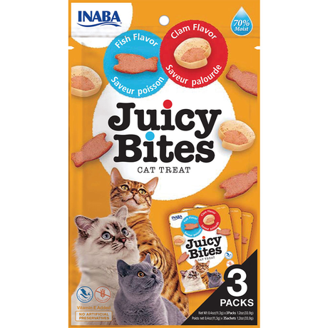 INABA Juicy Bites ласощі для котів, соковиті снеки зі смаком риби і молюсків 3*11,3 г
