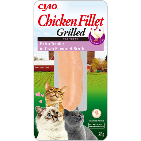 INABA Grilled ласощі для котів, ніжне куряче філе на грилі в бульйоні з краба