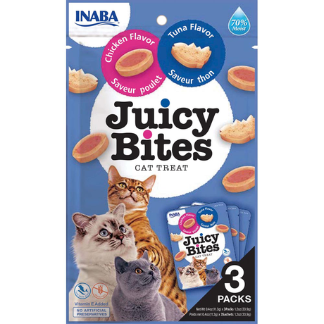 INABA Juicy Bites ласощі для котів, соковиті снеки зі смаком курки і тунця 3*11,3 г